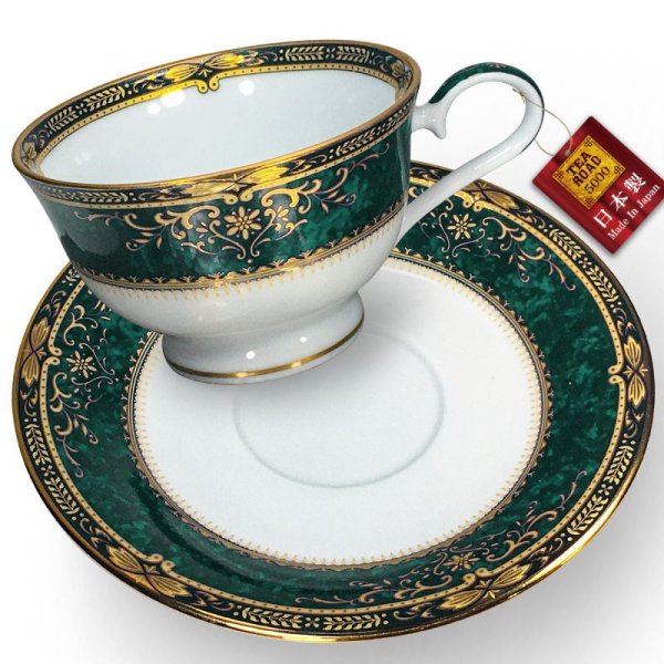 画像4: ニュー ロワイヤルグリーン  [ ペア ティー と コーヒー 兼用 の カップ＆ソーサー ] 日本製 (4)