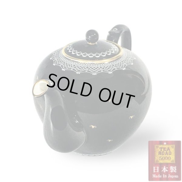 画像2: ゴシック レース ポット [スモール] 艶ブラック と ガーリッシュな白盛りレースとゴールド  日本製 (2)